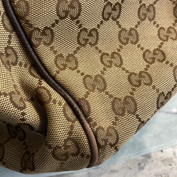 Gucci Sukey Shoulder Large Tote Bag GG Canvas Leather Dark Brown - Picture 14 of 17